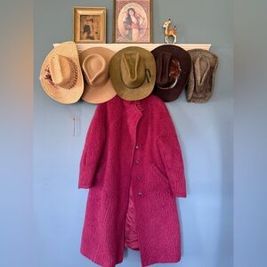 Modeua made in Poland Vintage brushed Wool Coat berry maroon wine sz medium / 6